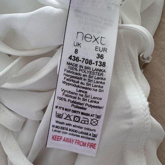 Next Size 8 Ivory Faux Wrap Short Sleeve Blouse VNext Polyester Career Summer To - Picture 5 of 9